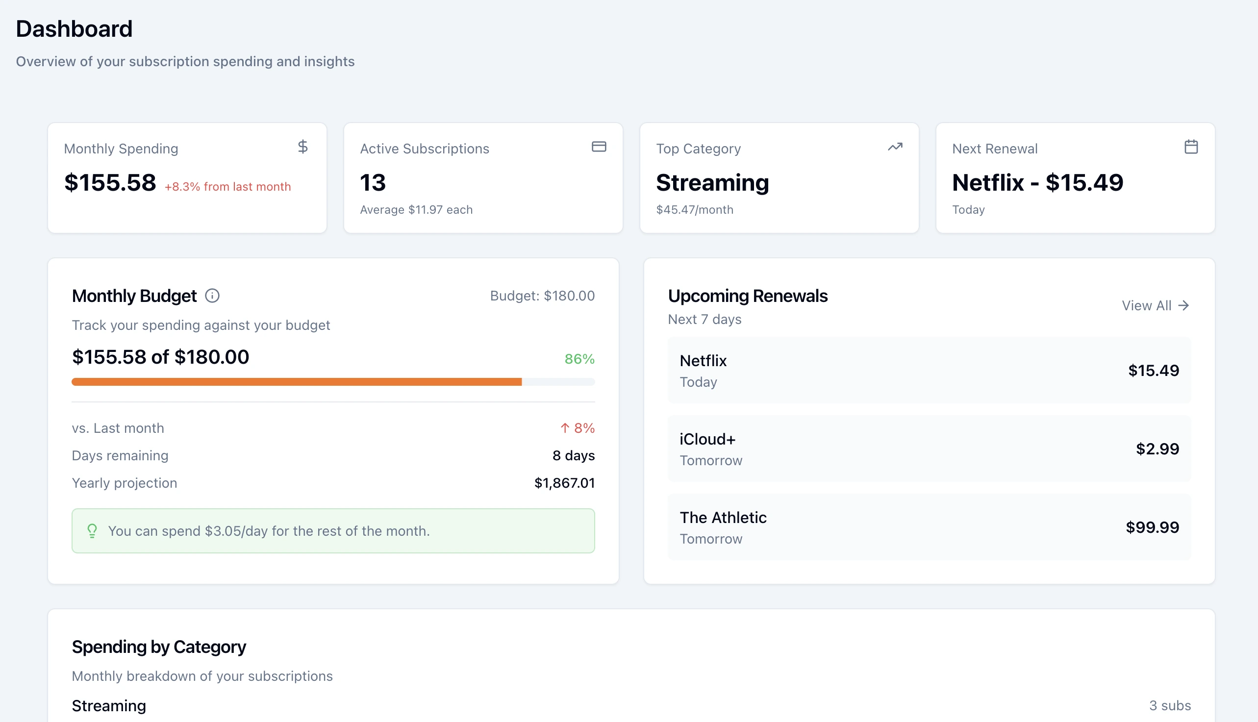 Track all your subscriptions in one place