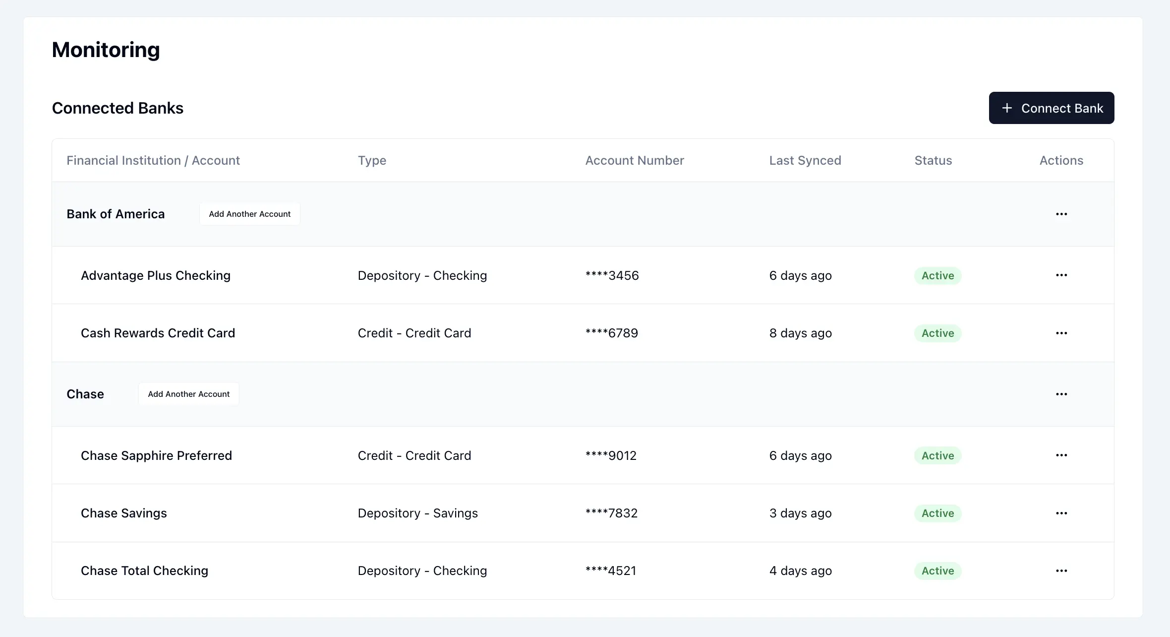 Connect your accounts for automatic tracking